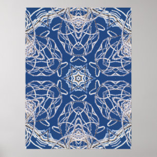 Kaleidoscoop Bright Blauw, Wit, Single Star Poster