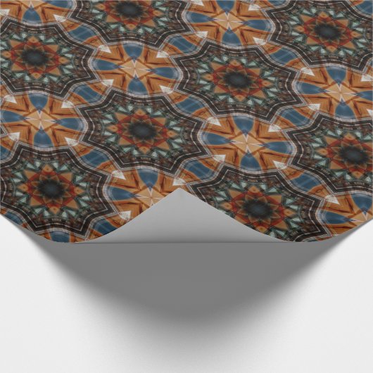 Kaleidoscoop bruin sterpatroon... cadeaupapier (Hoek)