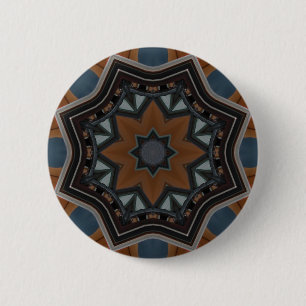 Kaleidoscoop Bruine Ster patroon... Ronde Button 5,7 Cm
