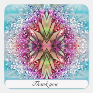 Kaleidoscoop Dauwdruppels: Abstracte Bloemschilder Vierkante Sticker