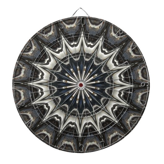 Kaleidoscoop Design Black Grey Blue Art Dartbord (Voorkant)