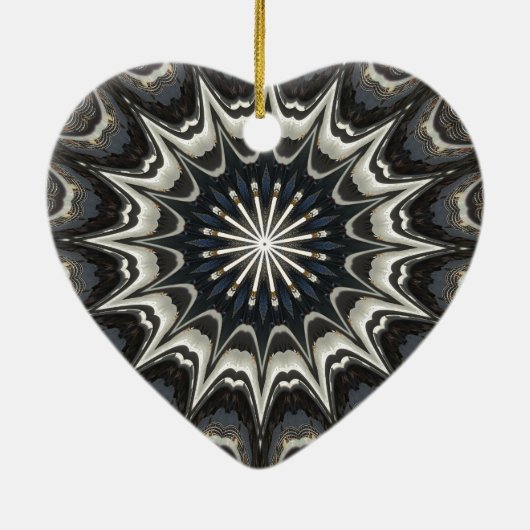 Kaleidoscoop Design Black Grey Blue Art Keramisch Ornament (Achterkant)