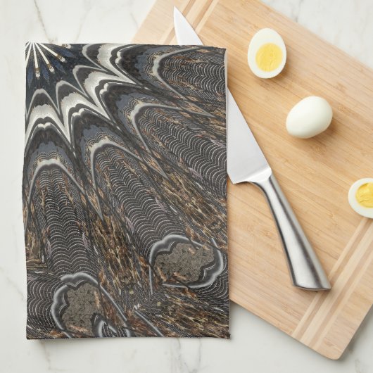 Kaleidoscoop Design Black Grey Blue Art Theedoek (Quarter Fold)