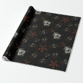 Kaleidoscoop Design Black Red Floral Pattern Cadeaupapier (Uitgerold)