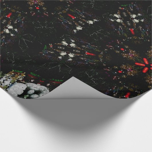 Kaleidoscoop Design Black Red Floral Pattern Cadeaupapier (Hoek)