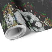 Kaleidoscoop Design Black Red Floral Pattern Cadeaupapier (Rol Hoek)