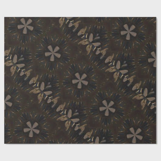 Kaleidoscoop Design Dark Brown Rustic Art Cadeaupapier (Vlak)