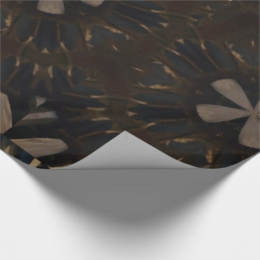 Kaleidoscoop Design Dark Brown Rustic Art Cadeaupapier (Hoek)