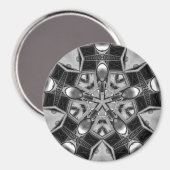 Kaleidoscoop donkergrijze ster... magneet (Voorkant / Achterkant)
