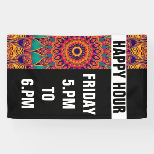 Kaleidoscoop Fractal - tattoo II + uw ideeën Spandoek (Horizontaal)