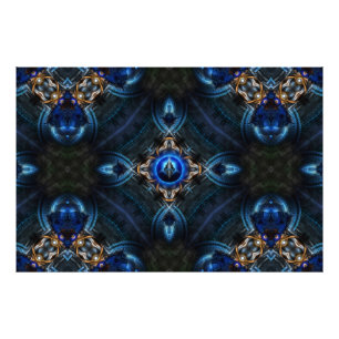 Kaleidoscoop Golden Blue x75 Foto afdrukken Afdruk