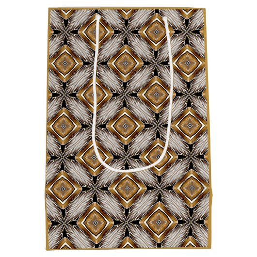 Kaleidoscoop Golden-Bronze Patroon Medium Cadeauzakje (Achterkant)