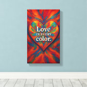 Kaleidoscoop Hart Canvas | Regenboog Abstracte Lie (Insitu (Houten vloer))