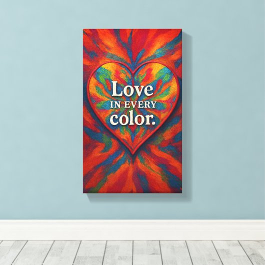 Kaleidoscoop Hart Canvas | Regenboog Abstracte Lie (Insitu (Houten vloer))