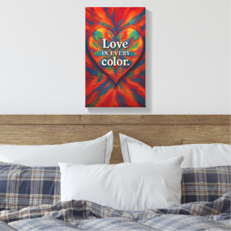 Kaleidoscoop Hart Canvas | Regenboog Abstracte Lie Afdruk