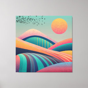 Kaleidoscoop heuvellandschap canvas afdruk
