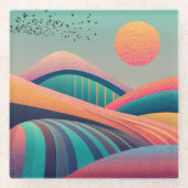 Kaleidoscoop heuvellandschap glazen onderzetter (Voorkant)