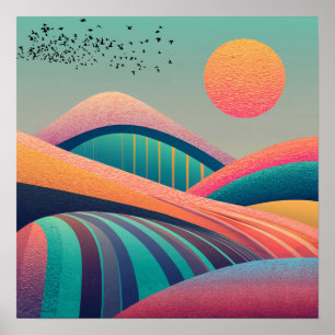 Kaleidoscoop Heuvels Landschap Poster
