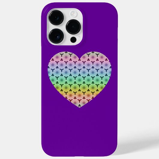 Kaleidoscoop honingraat regenboog hart op paarse Case-Mate iPhone case (Achterkant)