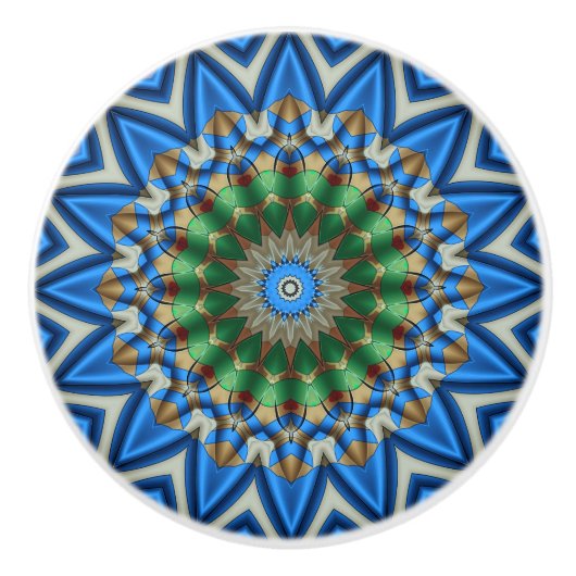 Kaleidoscoop in blauw keramische knop (Voorkant)
