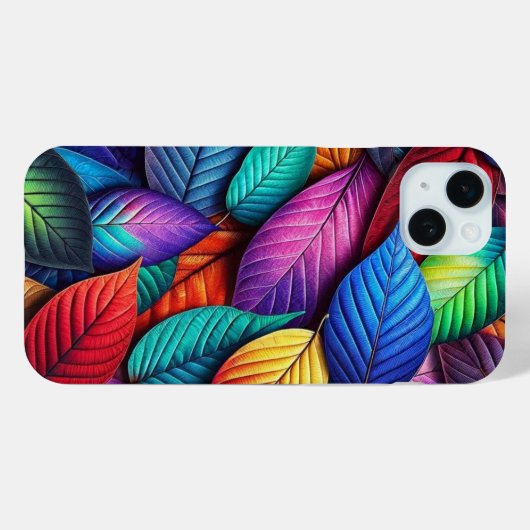 Kaleidoscoop Kleuren Blad Patroon iPhone Case (Achterkant (horizontaal))