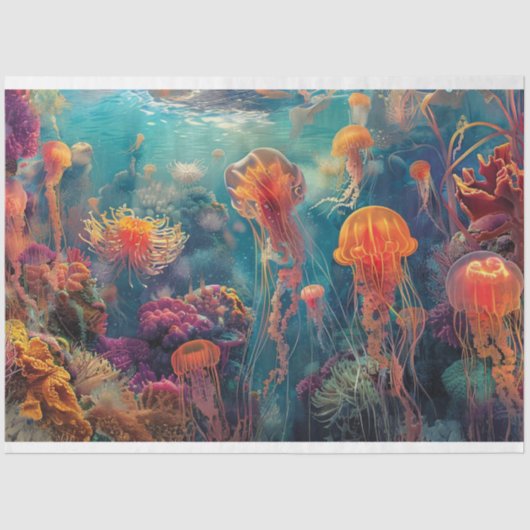 Kaleidoscoop Kleuren van Jelly Fish Decoupage Tissuepapier (Voorkant)