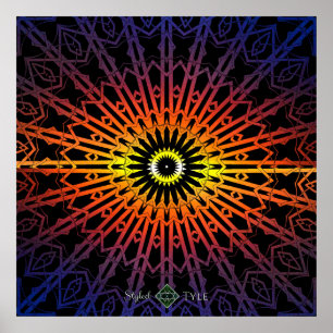 Kaleidoscoop Mandala 2 ( Regenboog ) Poster