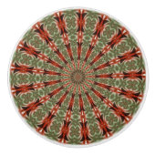Kaleidoscoop Mandala keramische knop in rood en gr (Voorkant)