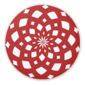 Kaleidoscoop Mandala keramische knop rood wit (Voorkant)
