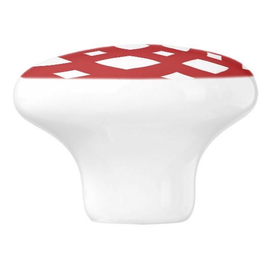 Kaleidoscoop Mandala keramische knop rood wit (Zijkant)