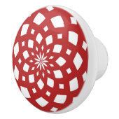 Kaleidoscoop Mandala keramische knop rood wit (Rechts)