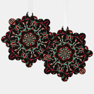 Kaleidoscoop Mooi Patroon Zwart Rood Ornament Kaart