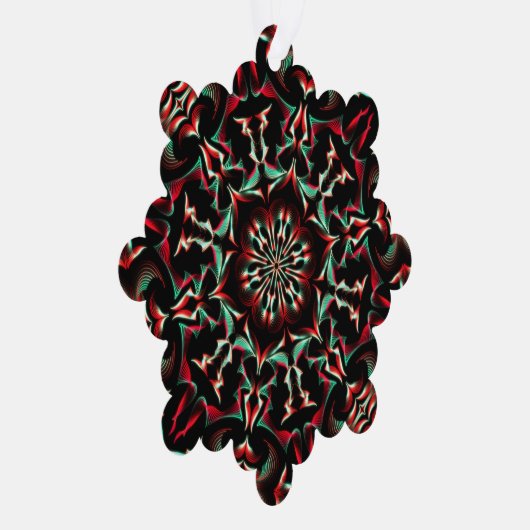 Kaleidoscoop Mooie Patroon Zwart Rood Ornament Kaart (Rechts)