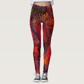 Kaleidoscoop Oranje Rood Zwart Groen Roze Leggings (Voorkant)