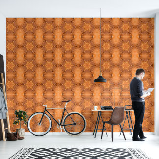 Kaleidoscoop Oranje vorst en sterren Behang