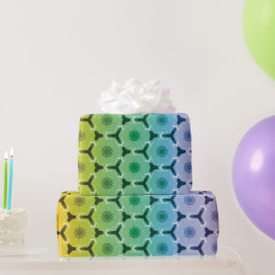 Kaleidoscoop pastelregenbooghoningraatpatroon cadeaupapier