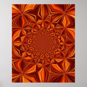 Kaleidoscoop Rood Digitaal Kunstpatroon-66666 Poster