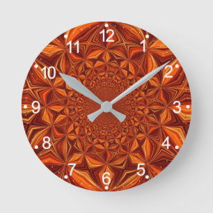 Kaleidoscoop Rood Digitaal Kunstpatroon-67546 Ronde Klok