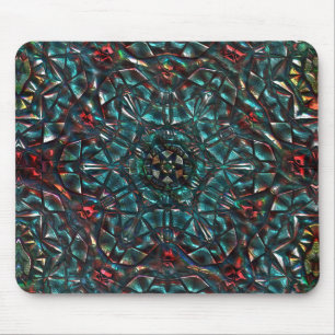 Kaleidoscoop stijl oud metaal chroom blauwgroen na muismat