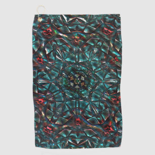 Kaleidoscoop stijl oud metaal chroomblauw groen na golfhanddoek