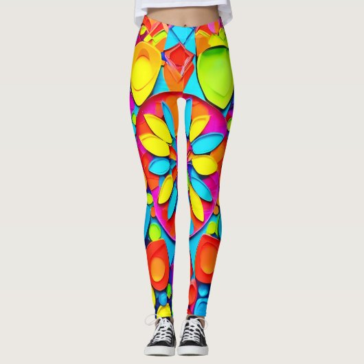 Kaleidoscoop Symfonie Kunstwerk Leggings (Voorkant)
