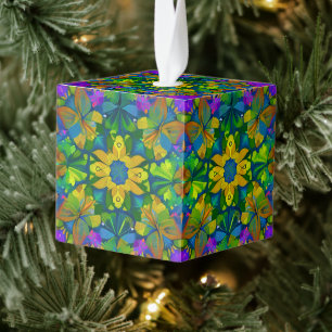 Kaleidoscoop van bosbladeren kubus ornament