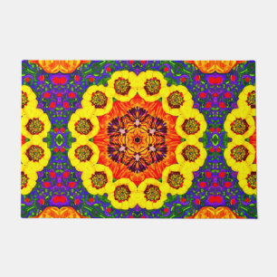 Kaleidoscoop van gouden bloemen deurmat