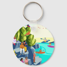 Kaleidoscoop van Natuur's Beauty in Kajakken Bliss Sleutelhanger