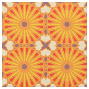 Kaleidoscoop Wielpatroon P Baksteen Rood Geel Stof