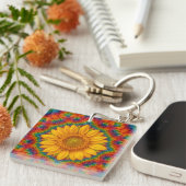 Kaleidoscoop Zonnebloem Sleutelhanger (Voorkant Rechts)