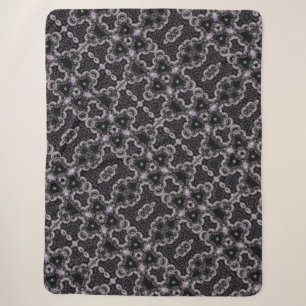Kaleidoscoop zwart en lavendel kleur sherpa deken