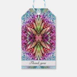 Kaleidoscoopdauw druppels: Abstracte bloemkunst Cadeaulabel