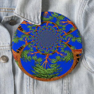 Kaleidoscope Acacia Tree Art Print/Graphic Ronde Button 6,0 Cm