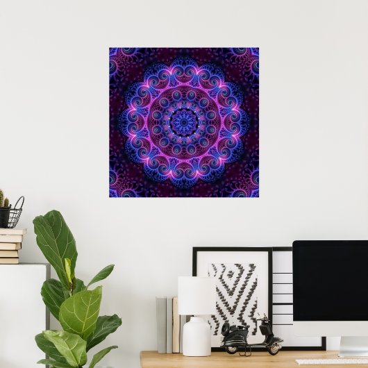 Kaleidoscope Apophysis Mandala Hearts Poster (Thuiskantoor)